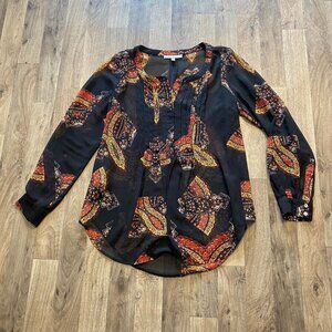 Daniel Rainn Sheer Black Stained Glass Blouse Size Medium *small flaws*